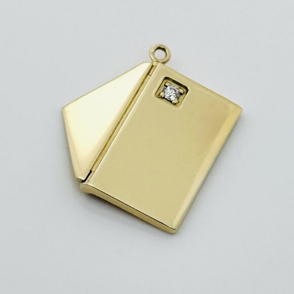 Tiffany & Co Gold and Diamond Love Letter Envelope in Yellow Gold Charm Pendant - Picture 2 of 8